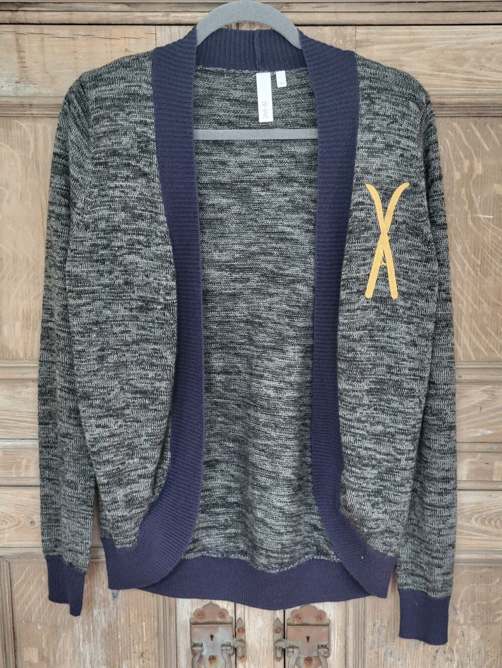 Anthropologie SHAE Wool Blend Open Front Varsity Ski Cardigan Sweater S